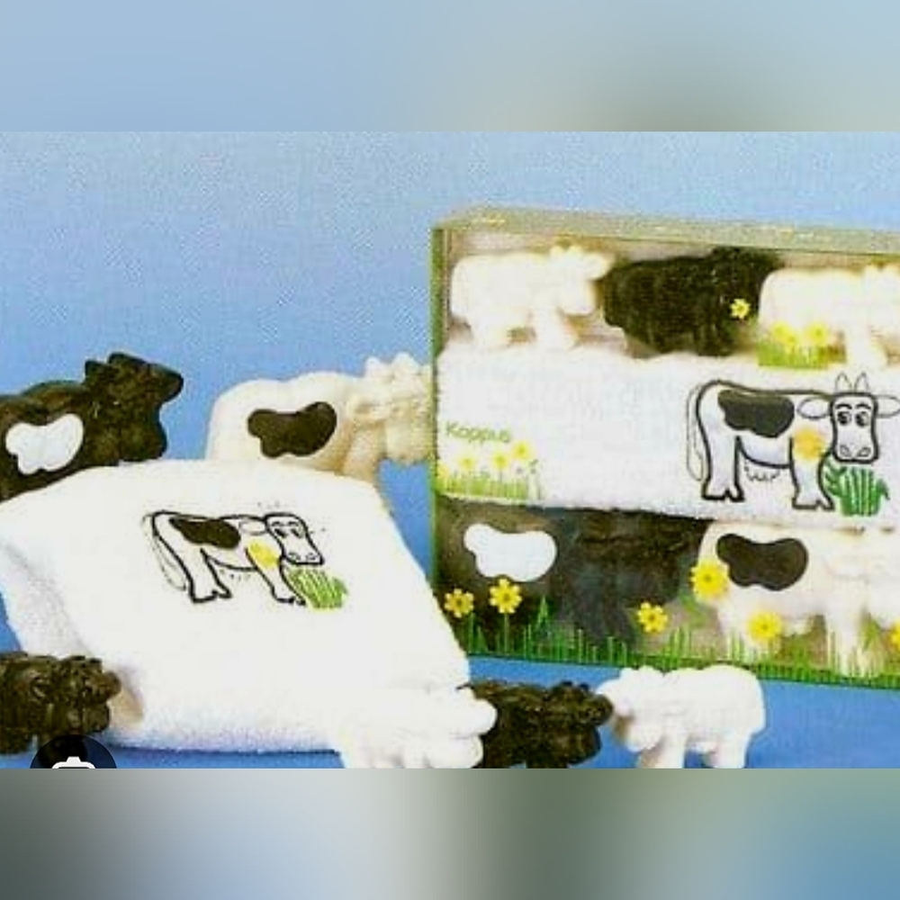 Kappas Germany Bathroom Gift Set. Cows and Towel In Package